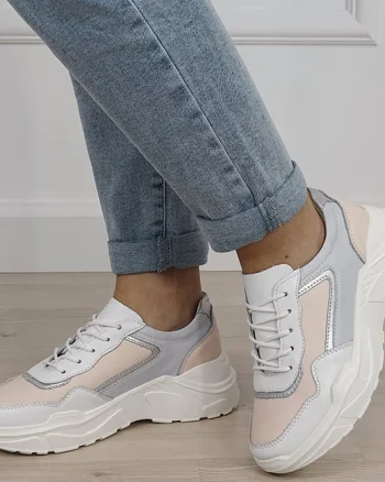 Sneakersi albi din piele naturala 5092 M2