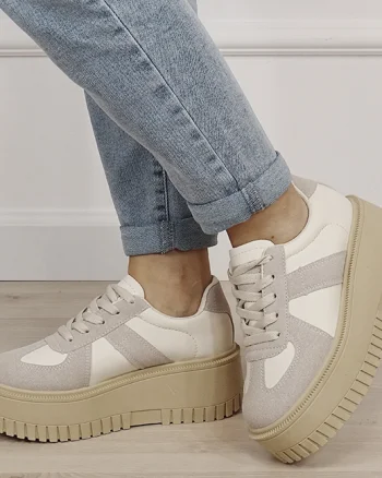 Sneakers bej cu platforma 8979 M3