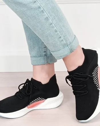 Sneakers negri tip soseta cu platforma 7561 M4