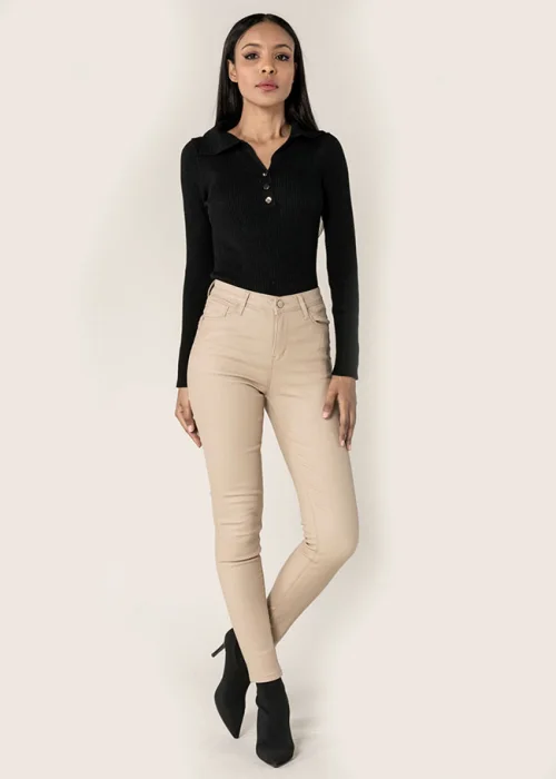 Pantaloni skinny din piele ecologica Bej LC001-2 M9