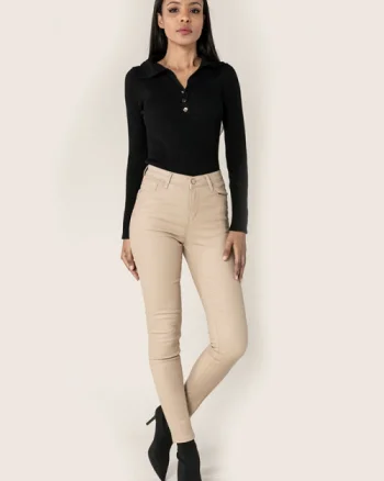 Pantaloni skinny din piele ecologica Bej LC001-2 M9