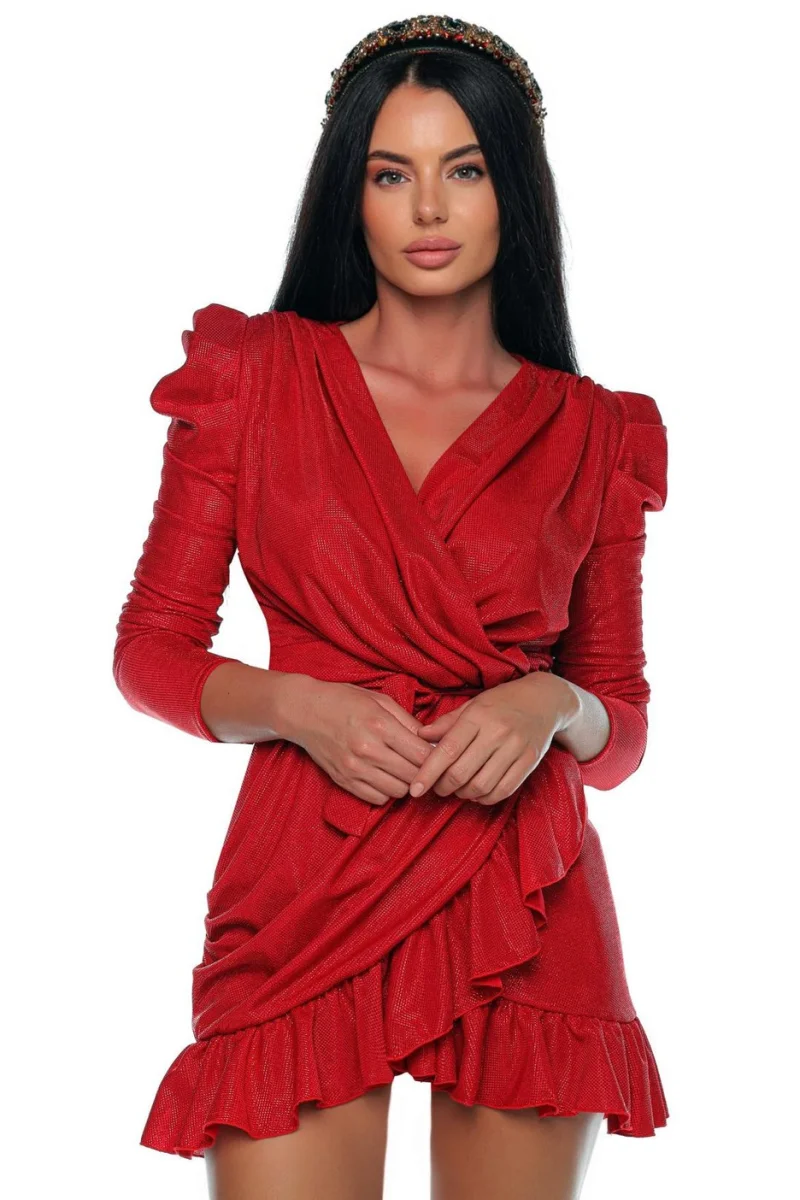 Rochie din lurex cu volane
