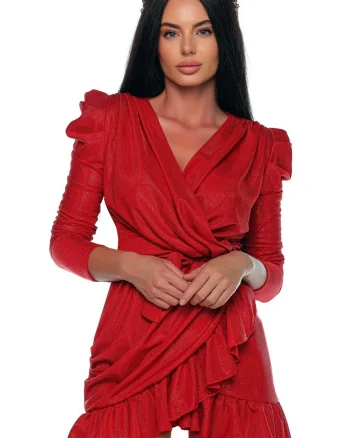 Rochie din lurex cu volane