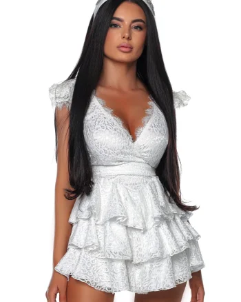 Rochie dantela cu volane