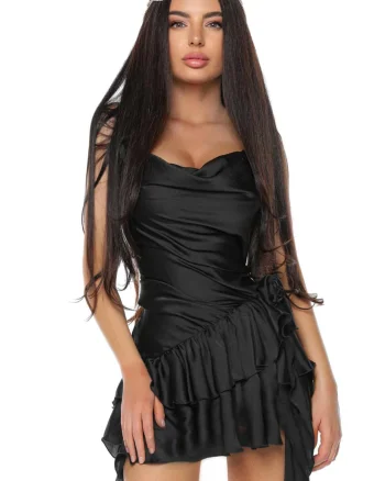Rochie asimetrica cu bretele subtiri