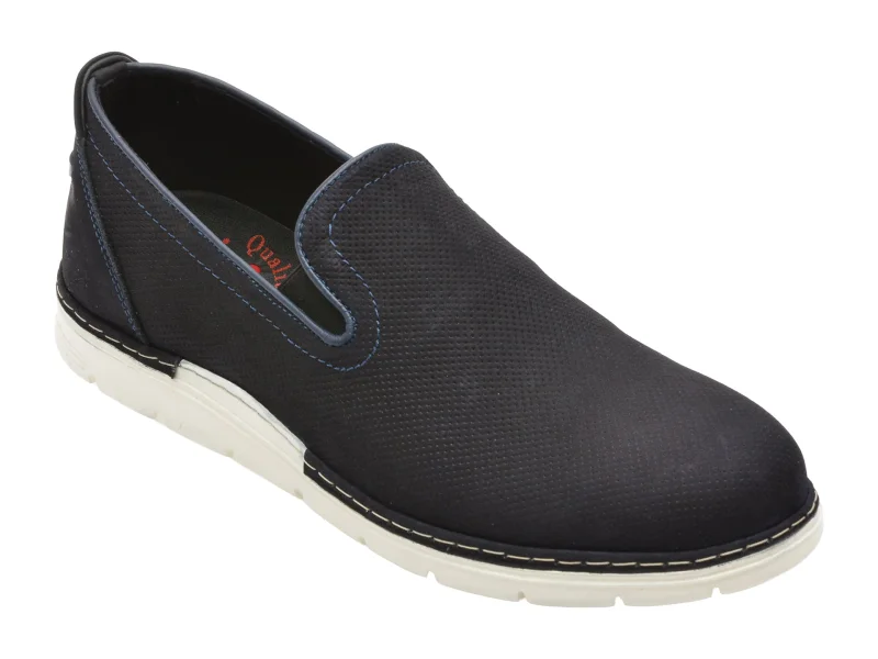 Pantofi OTTER bleumarin, E1972, din nabuc