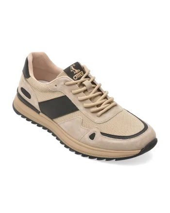Pantofi sport OTTER gri, E660005, din material textil si piele naturala