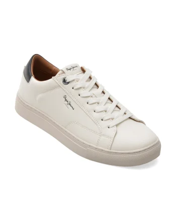 Pantofi sport PEPE JEANS albi, MS0048, din piele ecologica