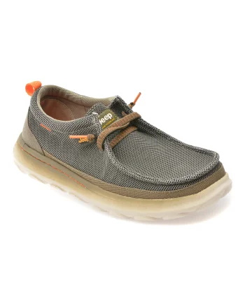 Mocasini JEEP kaki, 61090, din material textil