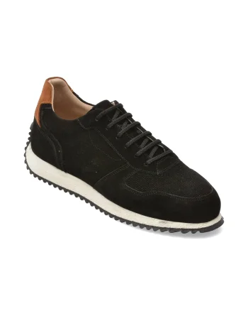 Pantofi sport OTTER negri, G200, din piele intoarsa