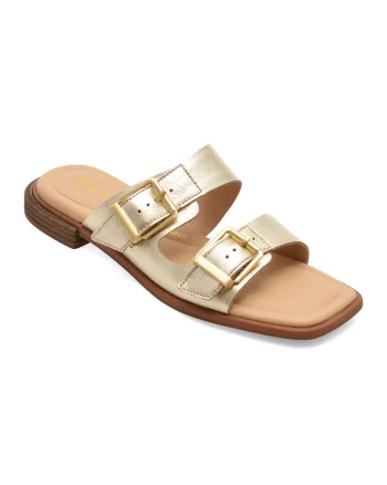 Papuci CLARKS aurii, ARIANY BAY, din piele naturala