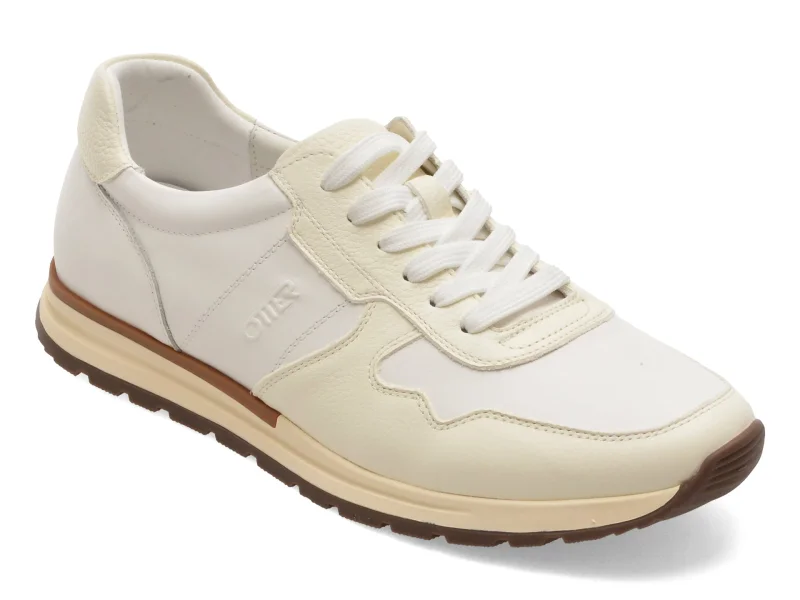 Pantofi sport OTTER albi, 63512, din piele naturala