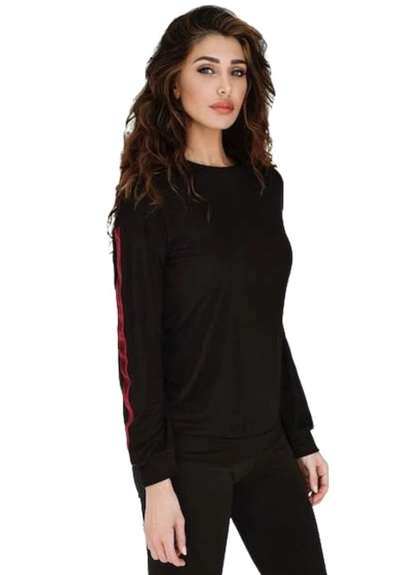 Bluza cu maneca lunga  Negru/Bordeaux