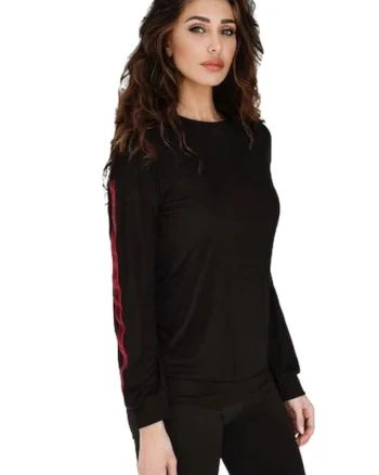 Bluza cu maneca lunga  Negru/Bordeaux