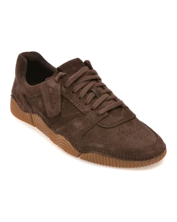 Pantofi sport CLARKS maro, SHARPHAM LACE, din piele intoarsa