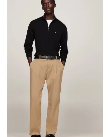 Pulover pentru barbati,  bumbac Pima si casmir, negru, tricotat, guler inalt