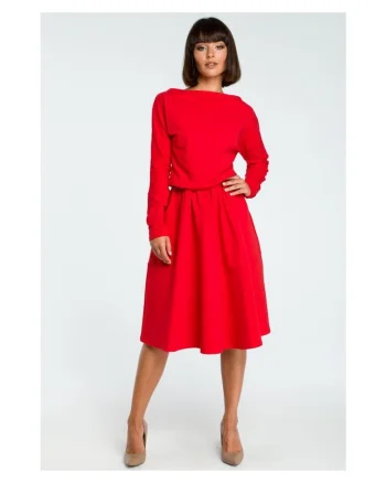 Rochie midi de dama Youdon B087 rosu, Rosu