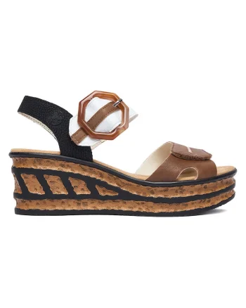 Sandale dama,  velcro, maro, textil,