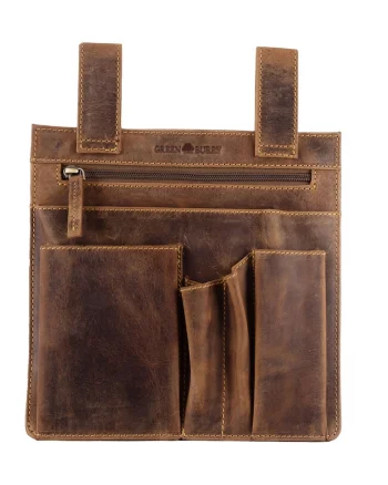 Geanta scule prindere curea piele naturala maro antichizat 23 x 23 cm, Vintage,