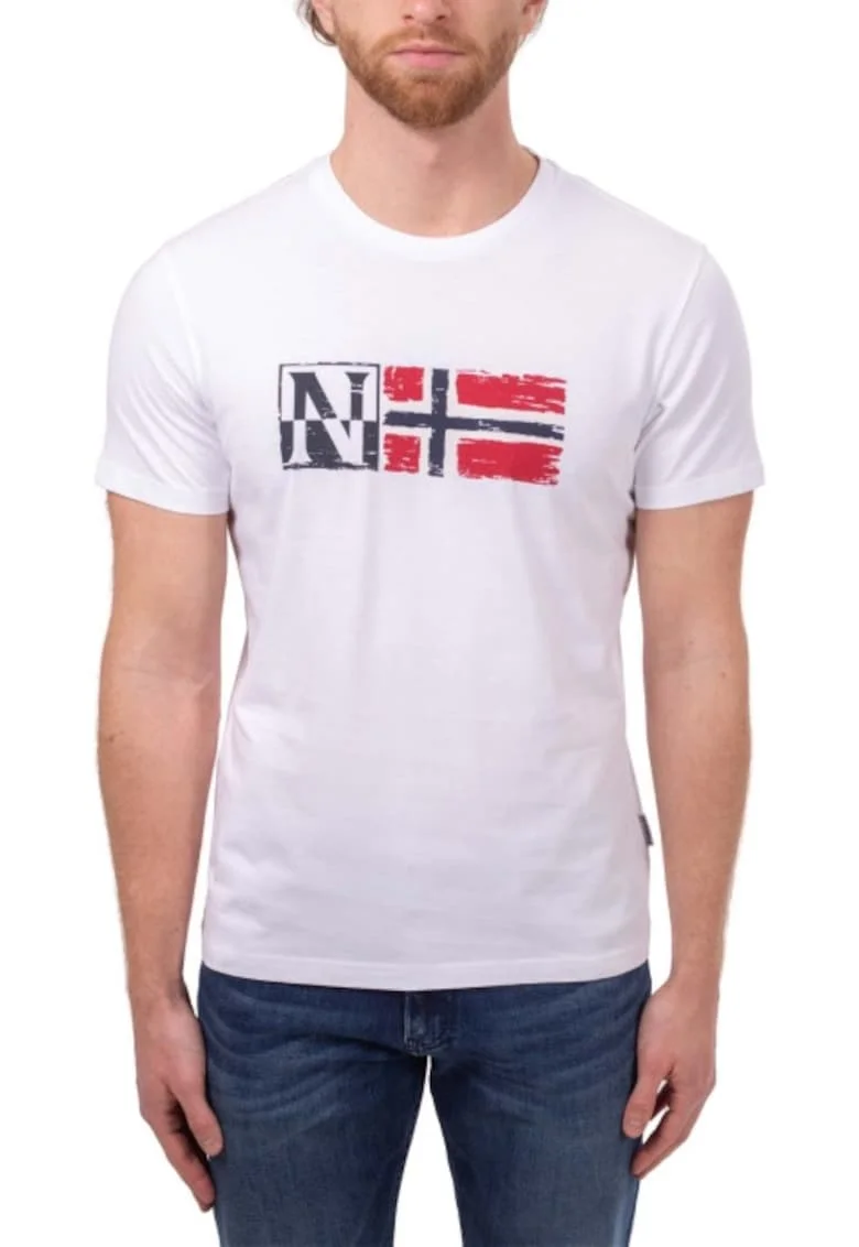 Tricou barbati  SAINT SUMMER, imprimeu logo, alb, bumbac