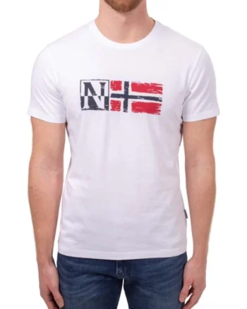 Tricou barbati  SAINT SUMMER, imprimeu logo, alb, bumbac