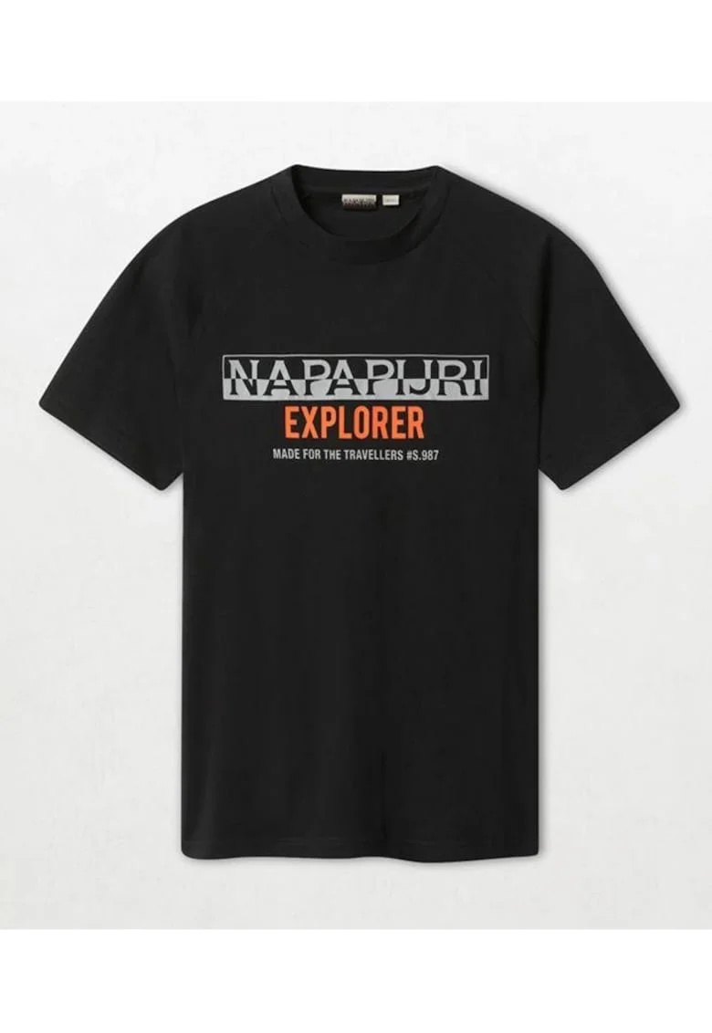 Tricou barbati,  imprimeu logo, negru, bumbac