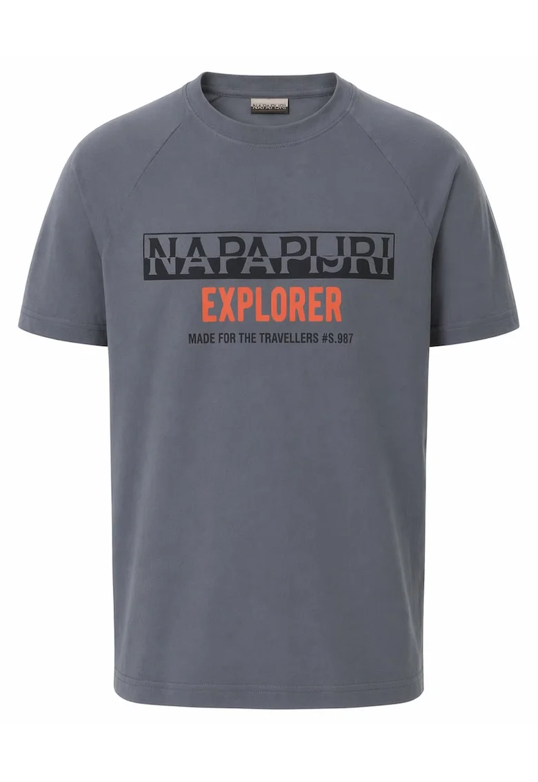 Tricou barbati,  imprimeu logo, gri, bumbac