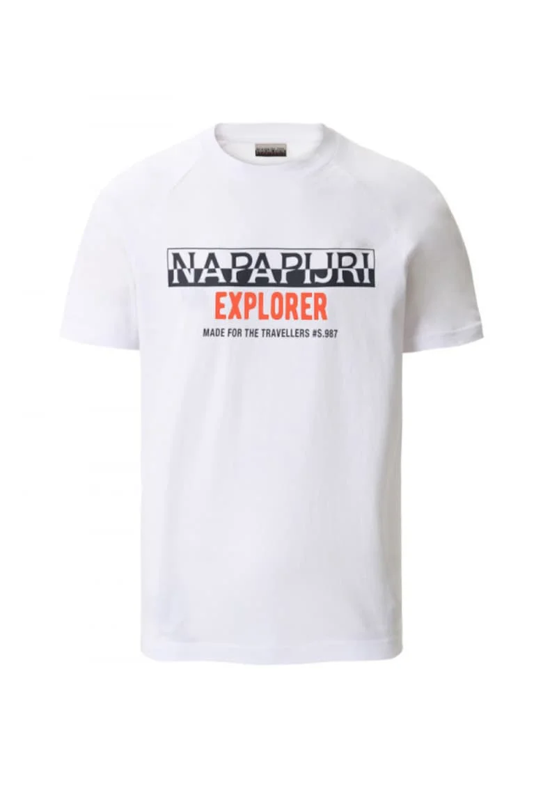 Tricou barbati,  imprimeu, alb, bumbac
