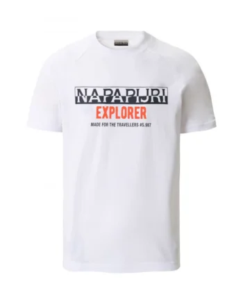 Tricou barbati,  imprimeu, alb, bumbac