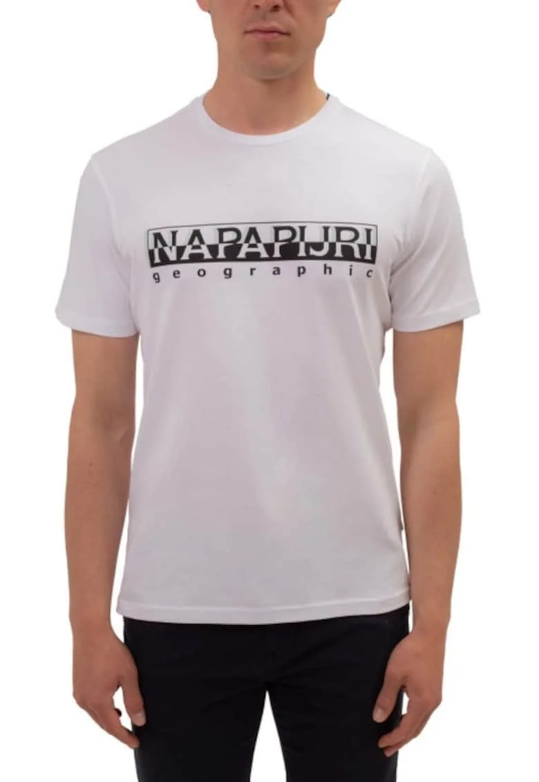 Tricou barbati,  SAYS, imprimeu logo, alb, bumbac