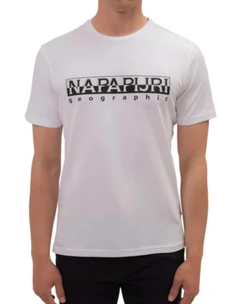 Tricou barbati,  SAYS, imprimeu logo, alb, bumbac