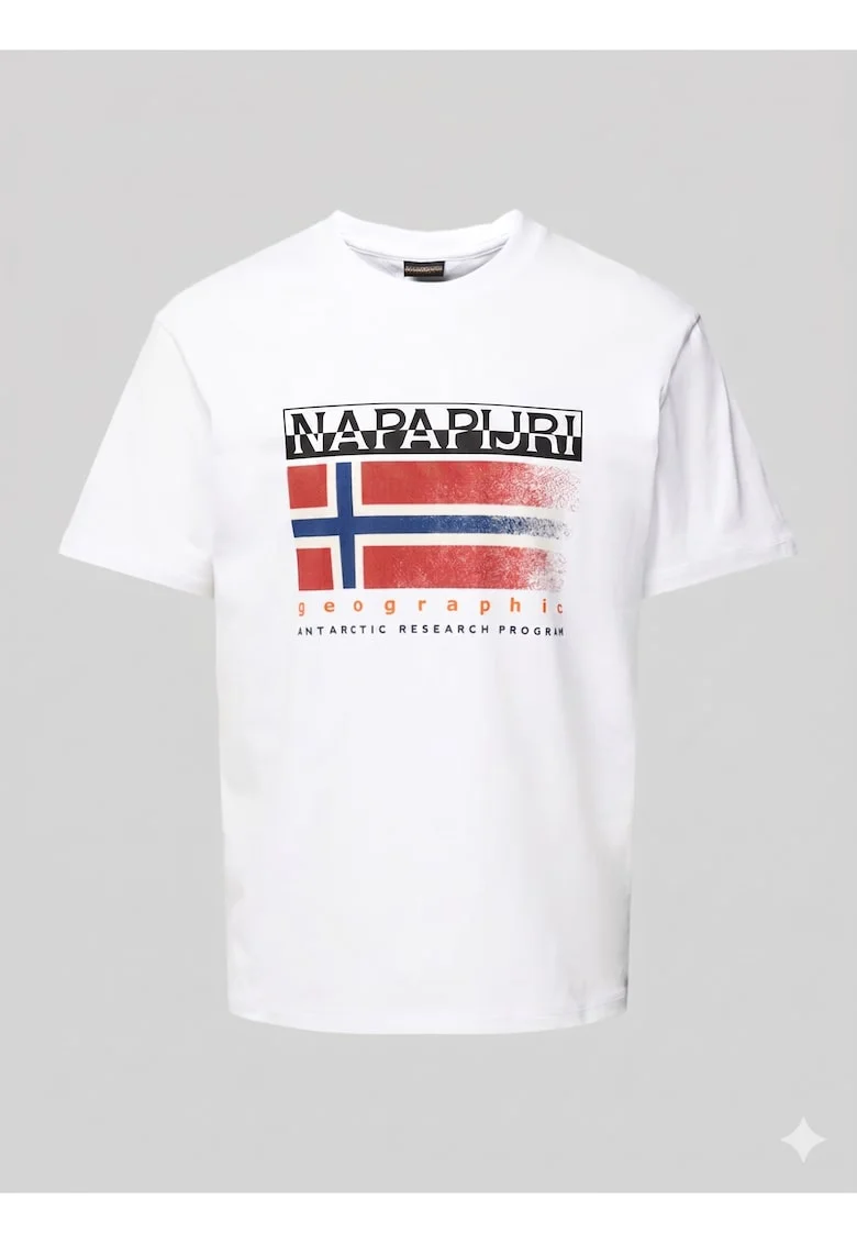 Tricou barbati,  S-KREIS, imprimeu logo, alb, bumbac