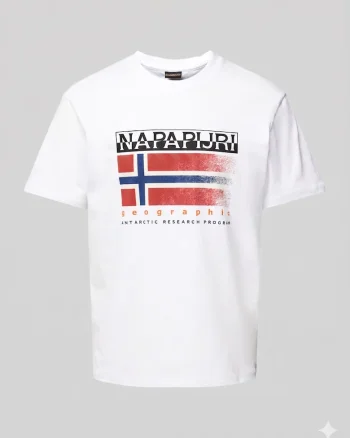 Tricou barbati,  S-KREIS, imprimeu logo, alb, bumbac
