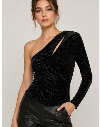 Bluza dama cu un umar gol  2M4335J162 S-M INTL Negru