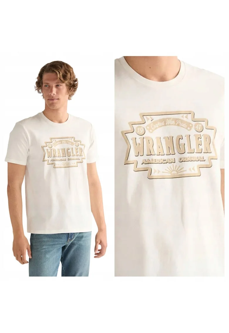 Tricou Barbati,  Americana Tee, XL INTL, Alb, Bumbac, Design Clasic Casual, Ideal Pentru Uz Zilnic, Material Premium Confortabil, Maneca Scurta, Croiala Regular Fit