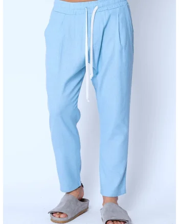Pantaloni lung din IN cu snur usor conic Blue 21108, BLUE