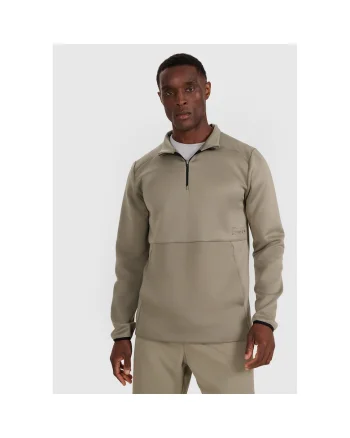 Bluza Sport  Barbati Kaki, Fara Gluga, Material Sintetic Usor, Tehnologie 4FDry, Marimi S-XXL, Sezon AW25