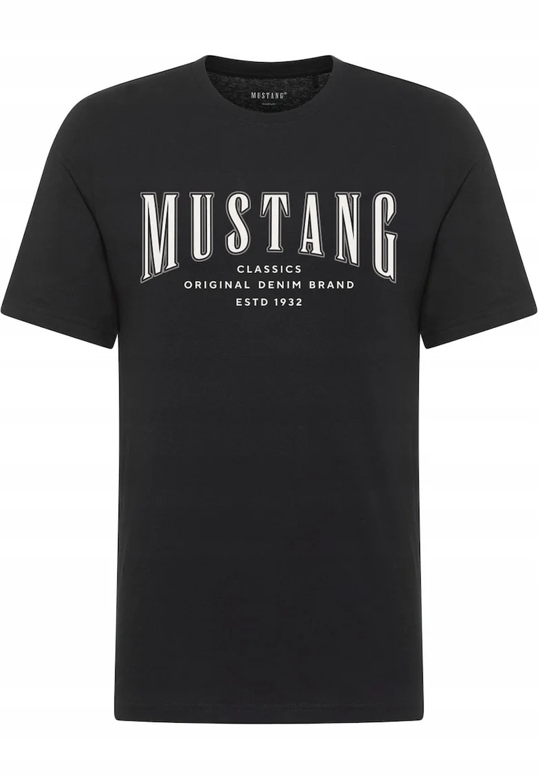 Tricou Barbati,  Style Alex, Regular Fit, Maneca Scurta, Decolteu Rotund, Cu Logo, Bumbac, Design Clasic, Negru