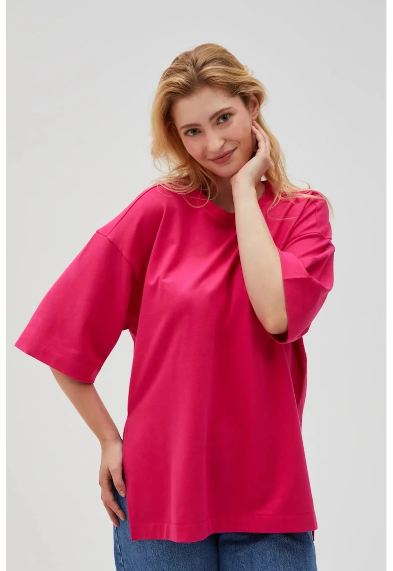 L-BL-4602 BLUZA, Roz lucios