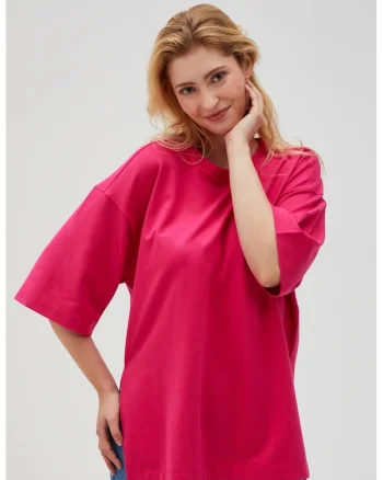 L-BL-4602 BLUZA, Roz lucios