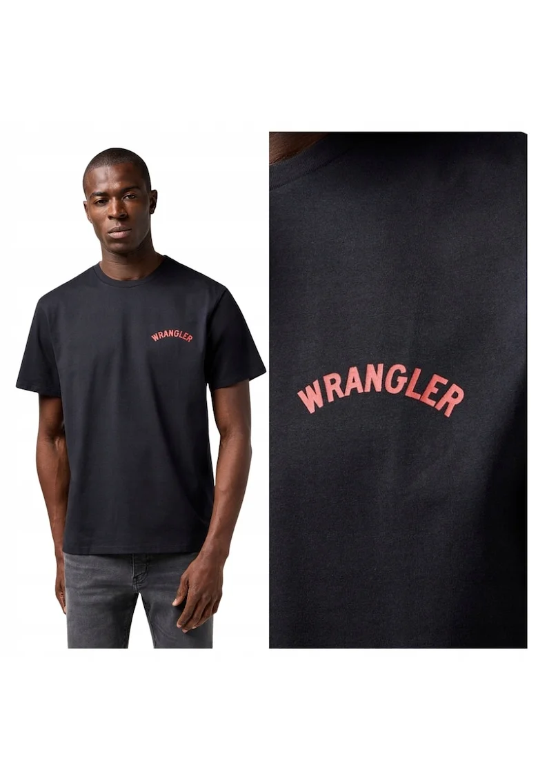 Tricou Barbati,  Graphic Tee, Regular Fit, Decolteu Rotund, Cu dwqfLogo, Design Clasic, Maneci Scurti, Bumbac, Negru, Negru