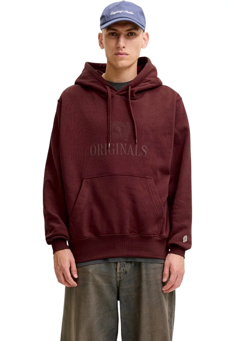 Hanorac JACK &JONES Frederiksberg Monogram Sweat Hood SN 63789, Maro