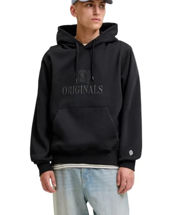 Hanorac JACK &JONES Frederiksberg Monogram Sweat Hood SN 63785, Negru