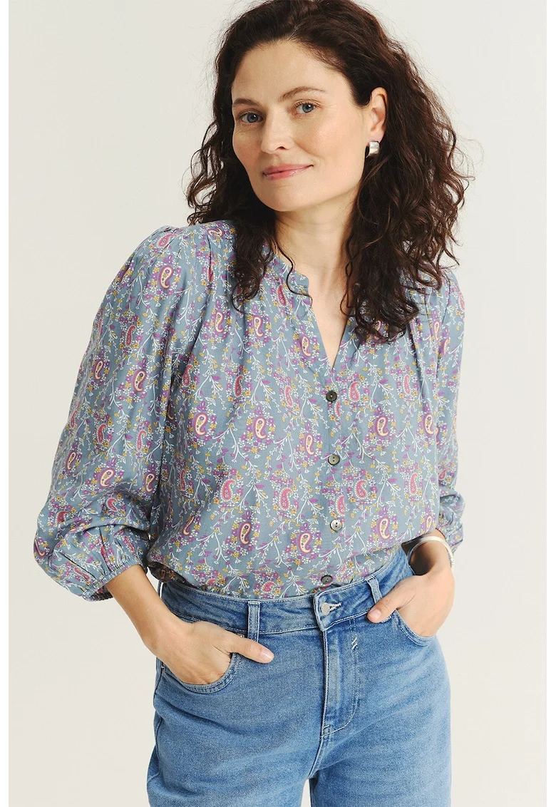 Camasatunica cu model si decupaj in V, Multicolor