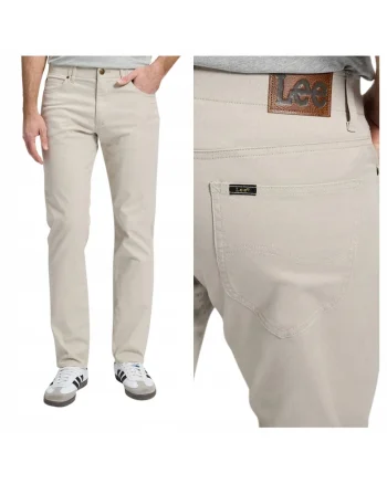 Pantaloni Barbati, Bej, Chino Slim, Croiala Slim Fit, Model Conic Ajustat, Talie Medie, Bej