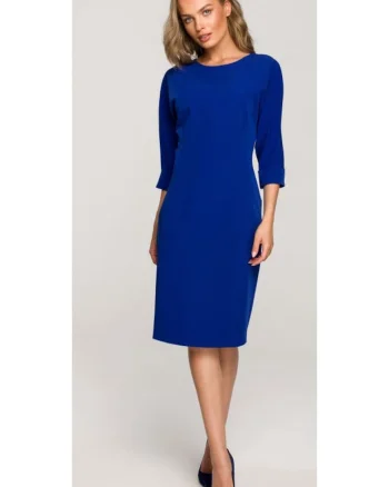 Rochie cu maneci kimono uni, Albastru inchis
