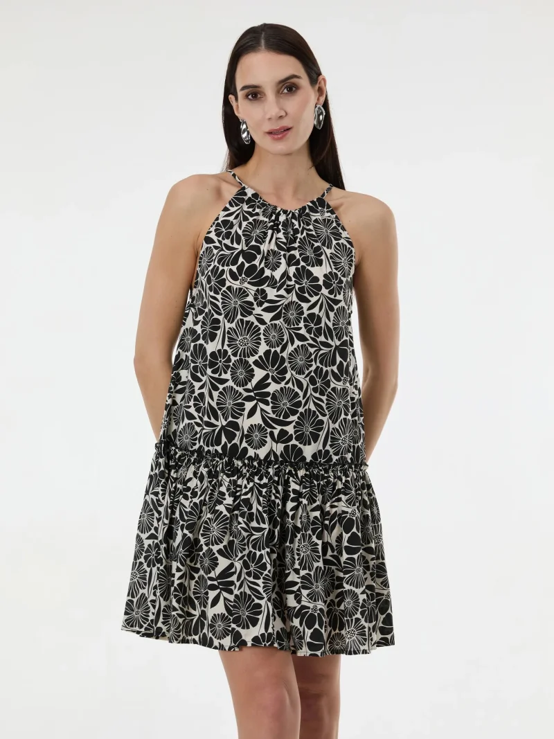 Rochie cu volan și print floral ORSAY negru - 38