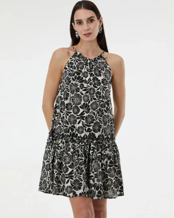 Rochie cu volan și print floral ORSAY negru - 38