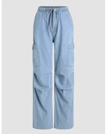 Blugi cargo cu talie