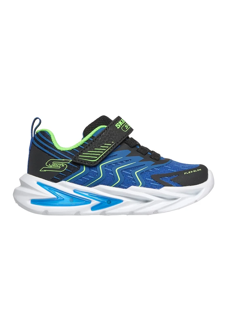 Pantofi sport S-Lights® Flex-Glow Ultra cu talpa wedge, Negru/Albastru royal